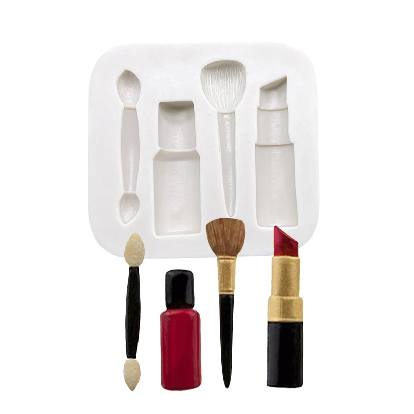 Perfume Lipstick Powder Brush Silicone Fondant Cake Decorating Tools Sugarcraft Clay Mold Cookie Cupcake Chocolate Baking Molds