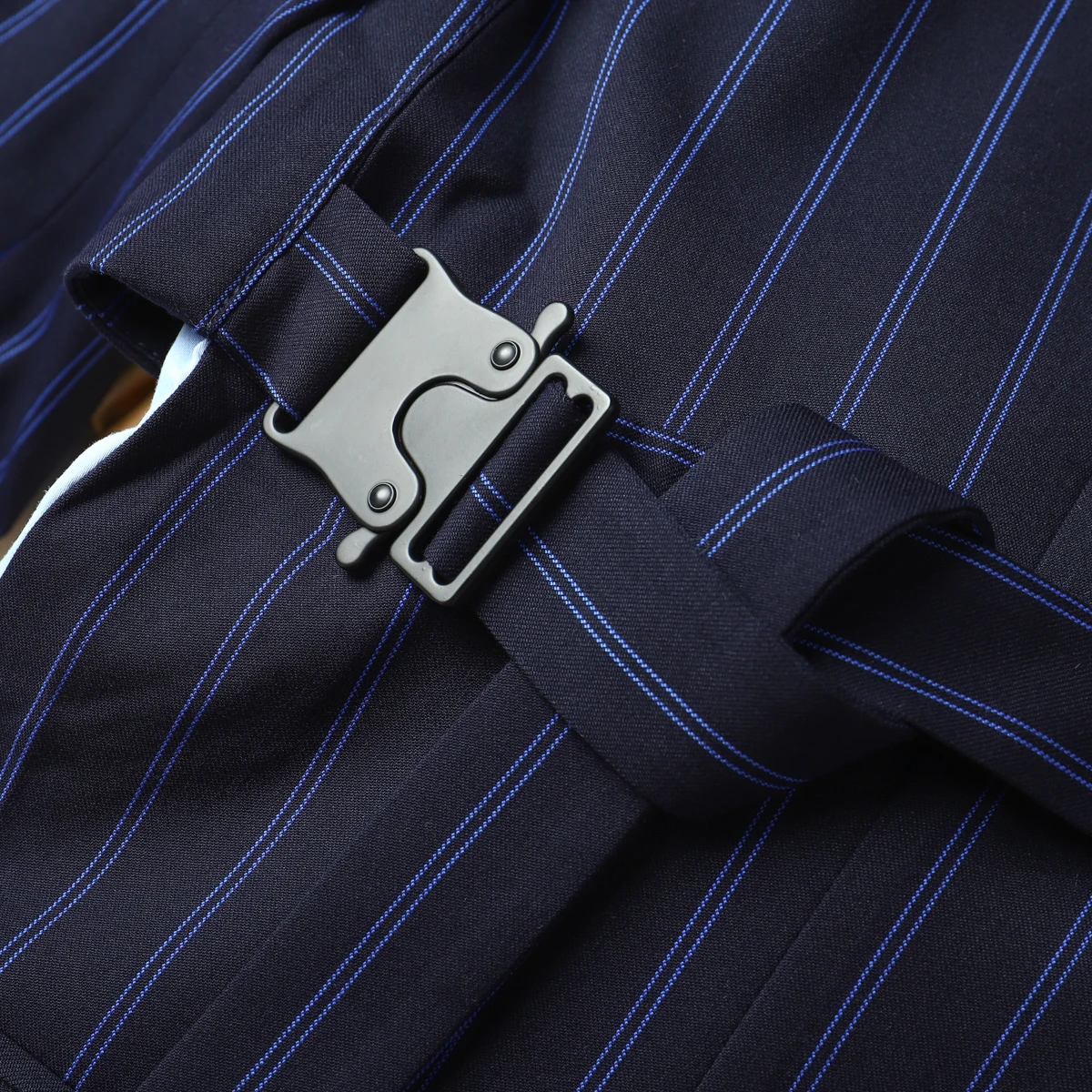 سترة نسائية مخططة وسراويل خصر ، جاكيت ، طقم من قطعتين ، بدلة بفتحة ، جديد ، خريف ، خليط