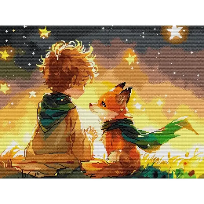 Boy and Dog DIY Cartoon Pattern Cross Stitch DIY Handmade Embroidery Aida 14CT 16CT 11CT Printed Canvas Fabric Embroidery Kits