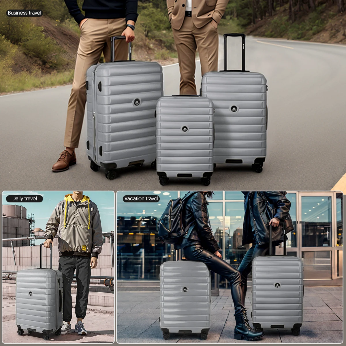 Expandable Luggage Carry On Luggage Three Different Size Travel Suitcase 20in 28in 30in Lightweight Suitcase with Spinner Wheels