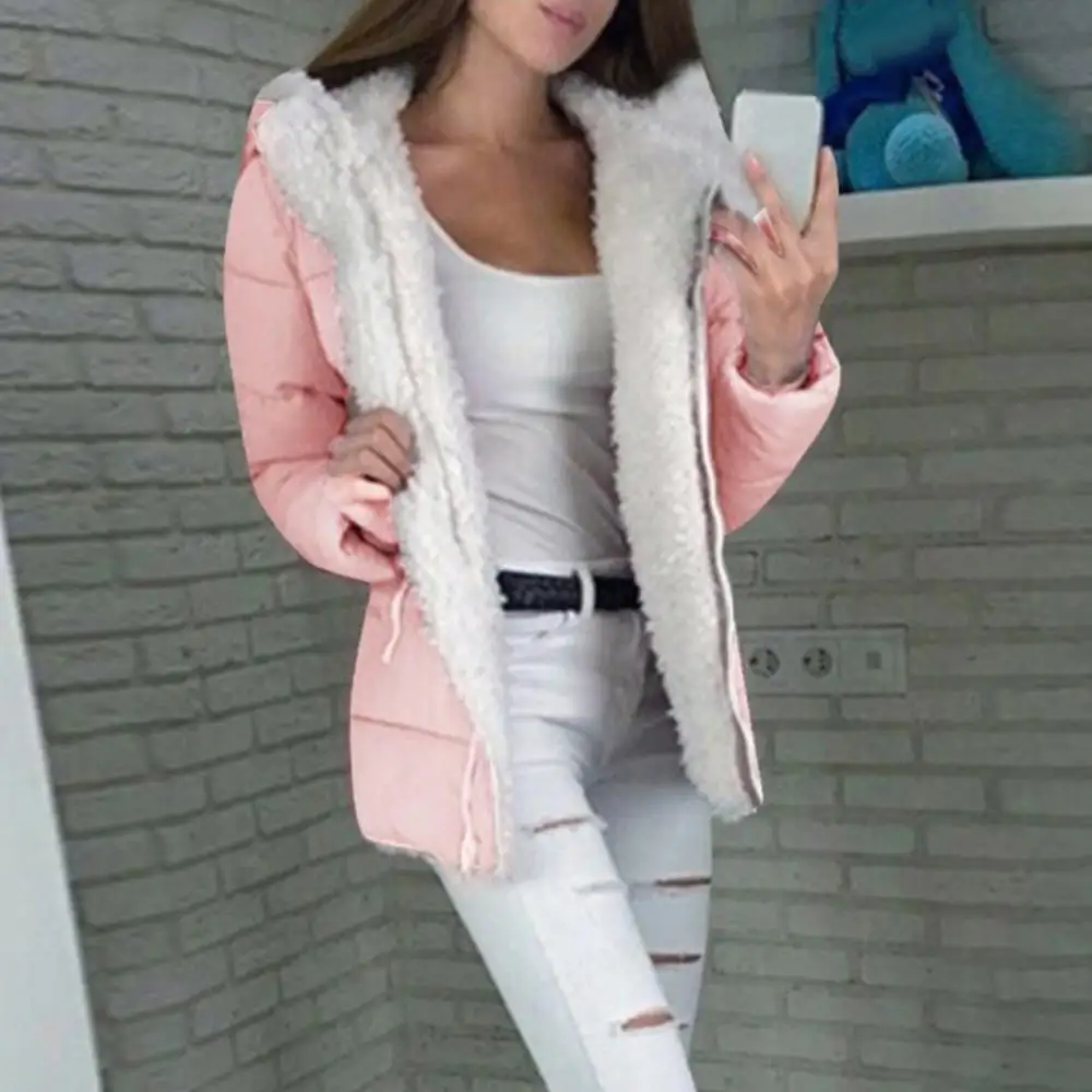 Women Autumn Winter Solid Color Zipper Hooded Jacket Thickened Warm Cotton Coat Female Windproof Hood Overcoat куртка женская