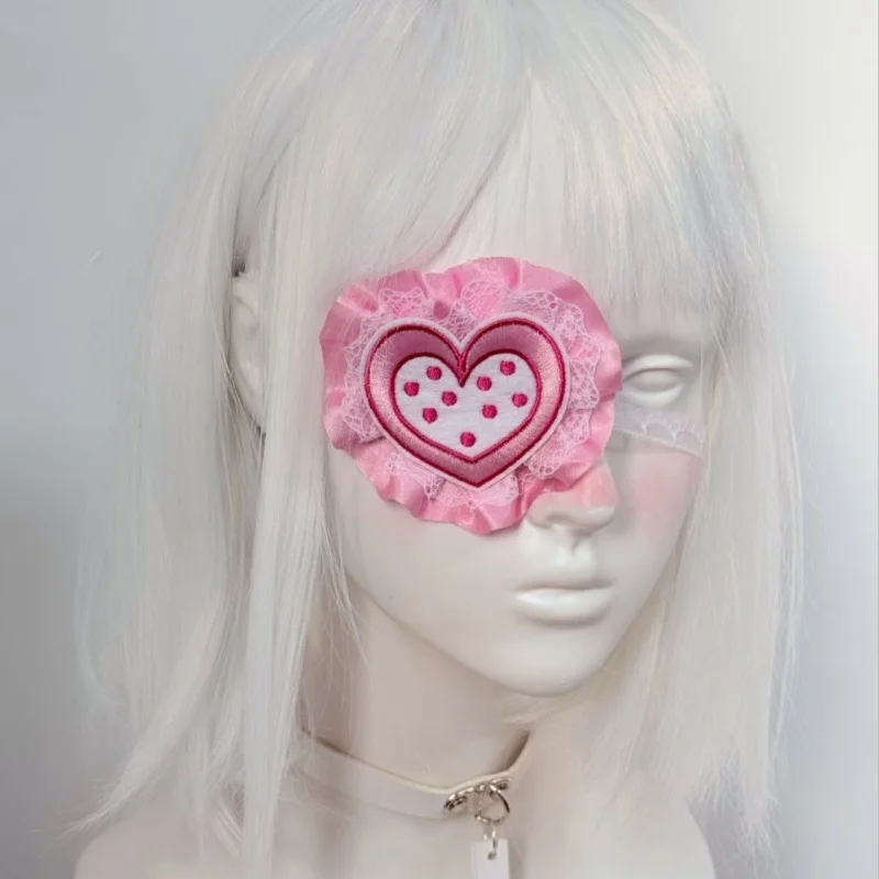 2025 New Original Pink Medical Series Eye Patch Y2K Lace Heart Subculture Soft Girl Cosplay Eye Shade Adjustable