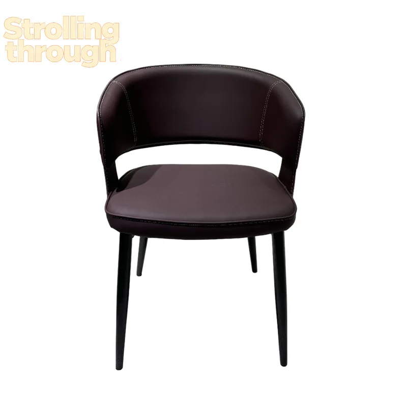 

Household high backrest dining chair Living room light luxury backrest designer chair Italian medieval saddle leather soft