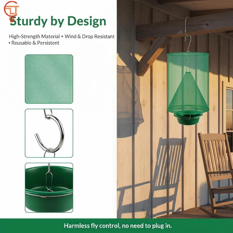 Hanging Fly Trap With Durable Green Mesh Effective Safe Capture For Outdoor Garden Farms Courtyards Pest Control
