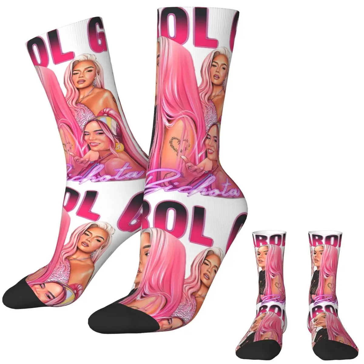 Karol G Manana Sera Bichota Socks Pink Singer Harajuku Stockings Winter Anti Slip Men Socks Quality Printed Outdoor Socks