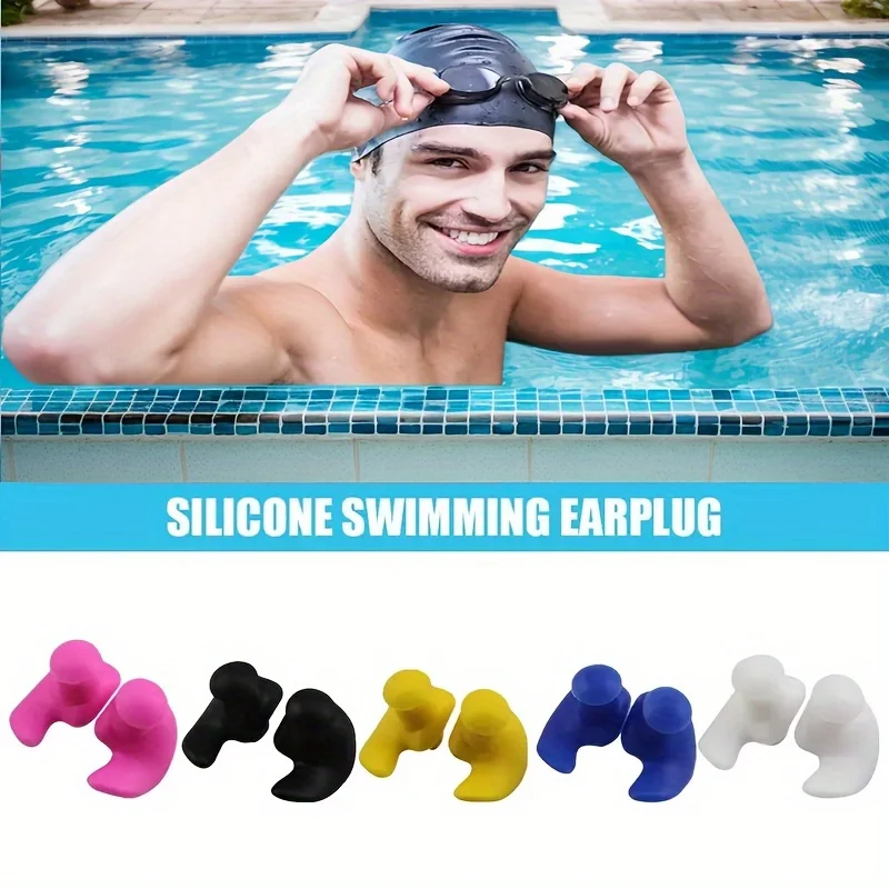 5 Paar Silikon-Ohrstöpsel, geeignet zum Schwimmen, Baden und Wassersport, wiederverwendbar und bequem, 1 Paar in jeder Farbe – Detail 4