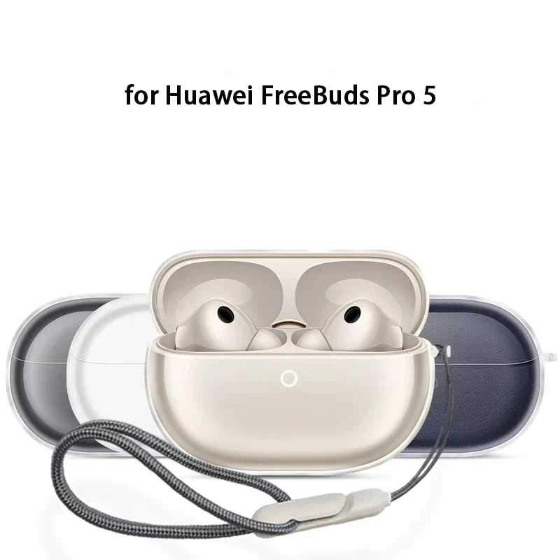 Funda de TPU para Huawei FreeBuds Pro 5, funda transparente a prueba de golpes para auriculares con cordón, funda protectora de cobertura completa para FreeBuds