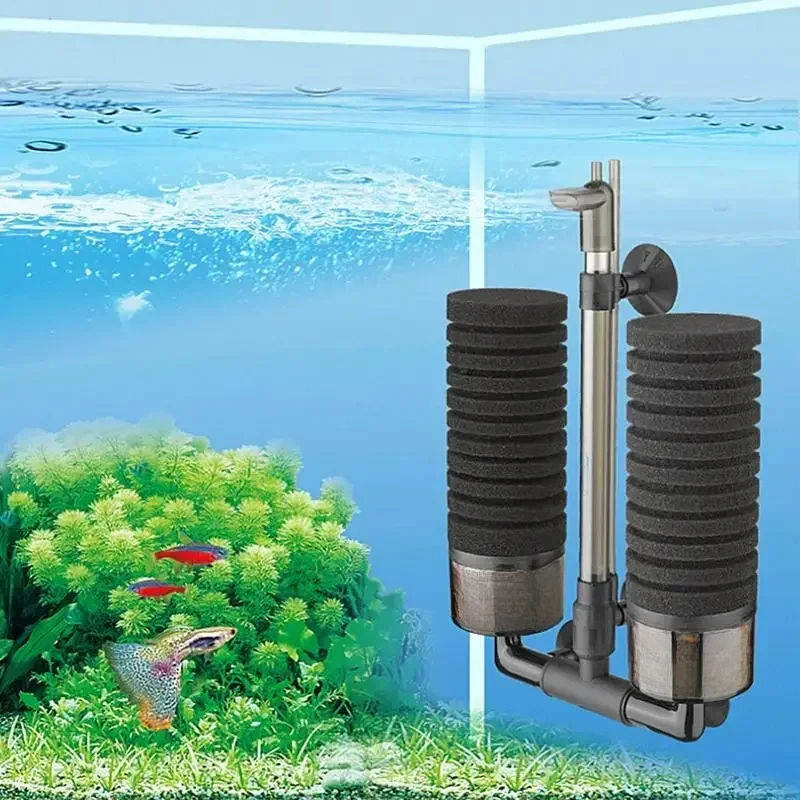 Filtro acquario per acquario, schiumarola pompa aria, spugna biochimica, acquario estensibile rotante con sistema di filtraggio