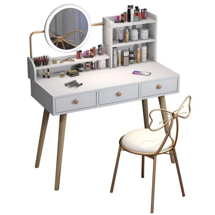 Vanity Table Set With LED Mirror Dressers Makeup Table Dressing Table Modern European Bedroom Furniture