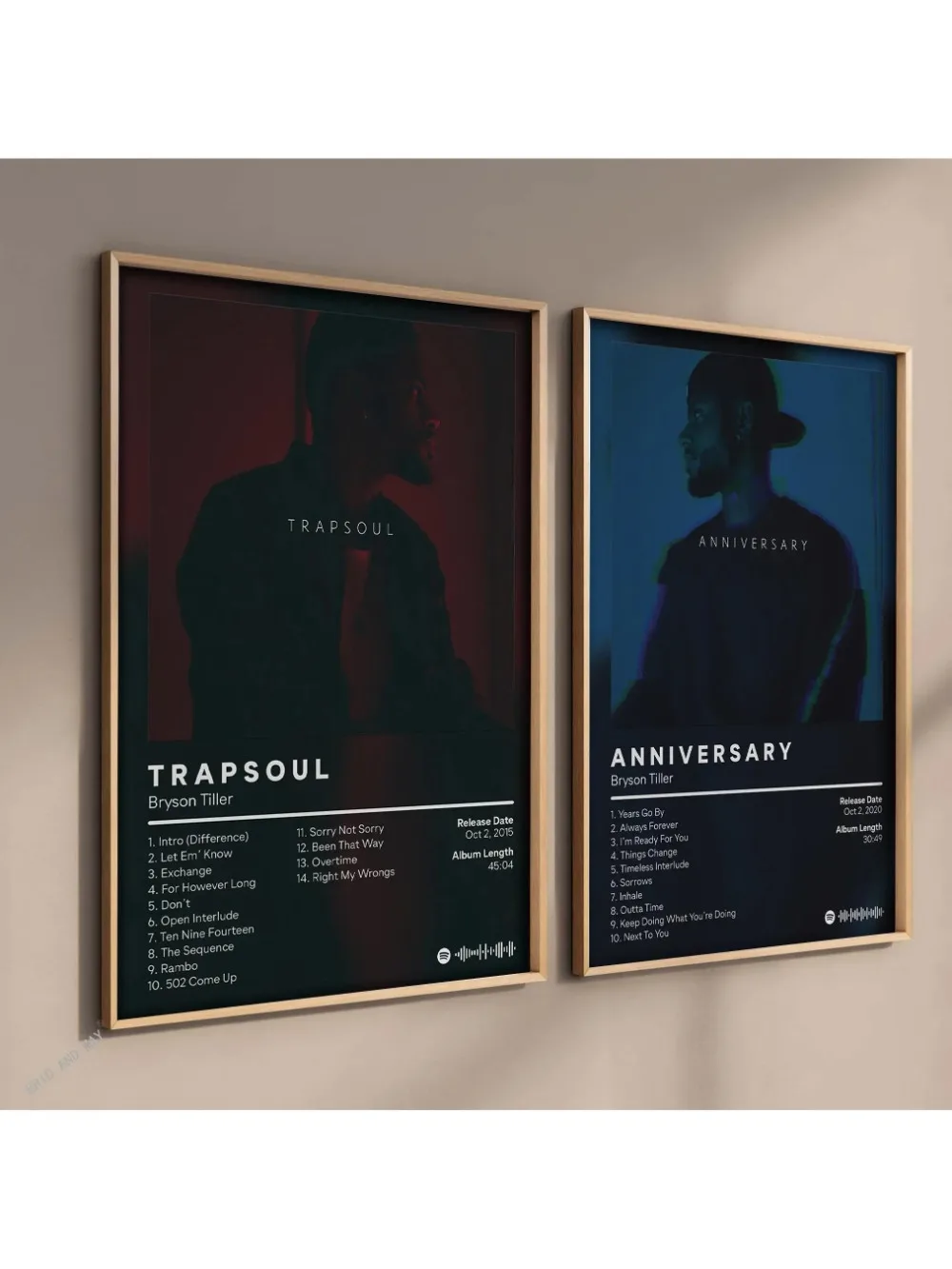 Couverture d'album Pop de musique Rap, affiche de Bryson Tiller, rappeur esthétique Hip Hop Rock True to Self TRAPSOUL, toile, décoration murale de salle de maison