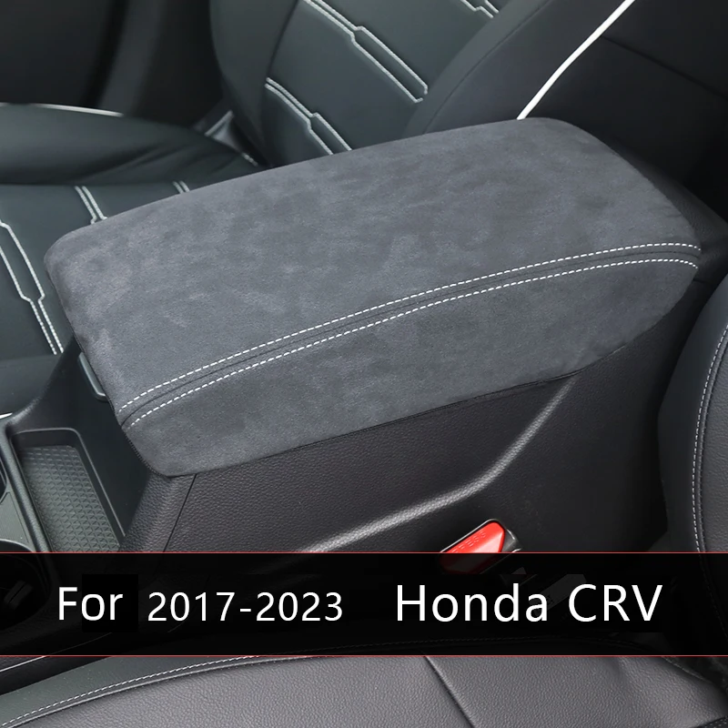 For Honda CRV 2017 2018 2019 2020 2021 2022 2023 Armrest Cushion Car Protection Carbon Fiber Leather Cover Auto Seat Accessories