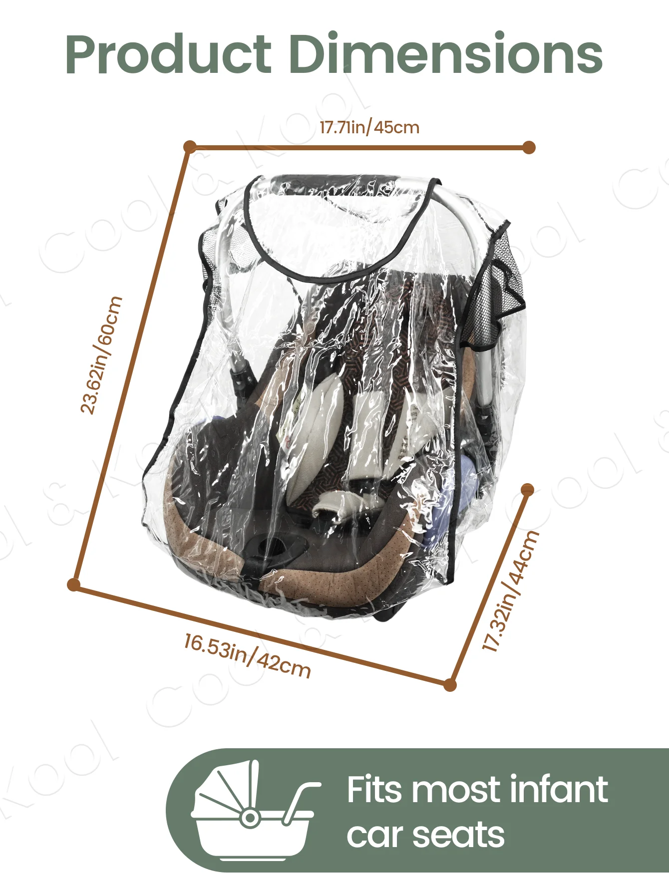 Transparent EVA Stroller Rain Cover, Windproof & Dustproof Baby Carriage Protector