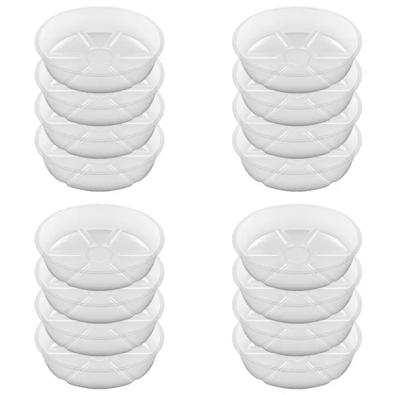 B03C-16Pack Clear Plant Saucer 10Inch Plastic Plant Saucers Thicker Plant Tray Flower Pot For Indoor Outdoor Garden