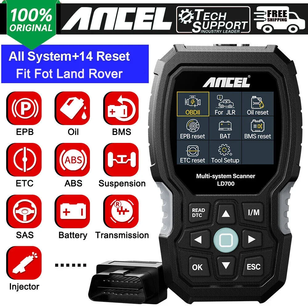 ANCEL LD700 For Land Rover Jaguar Car All System Diagnosis Tool OBD2 Scanner EPB BMS DPF ABS TPMS Oil Reset OBDII Code Reader