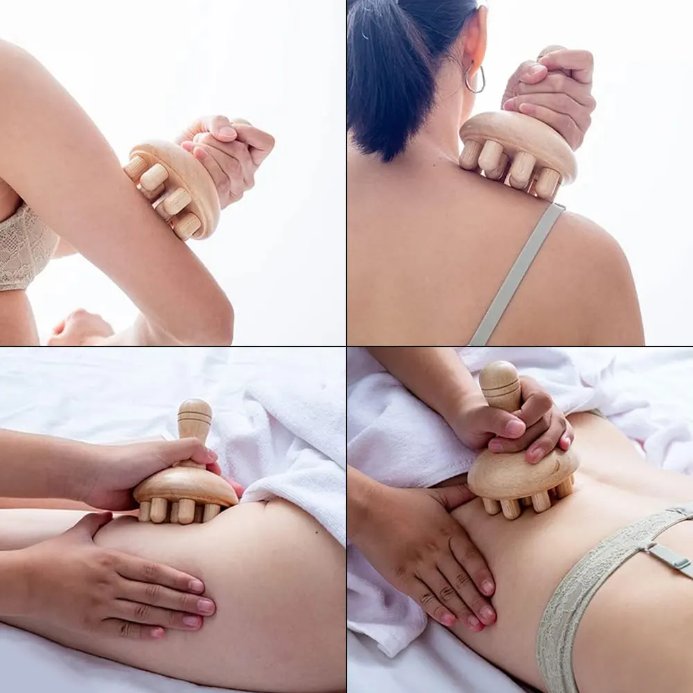 

Comfortable Wooden Mushroom Massager Manual Massage Tool, Muscle Tension Local Fat Gua Sha for Full Body Relaxation Home Spa Use