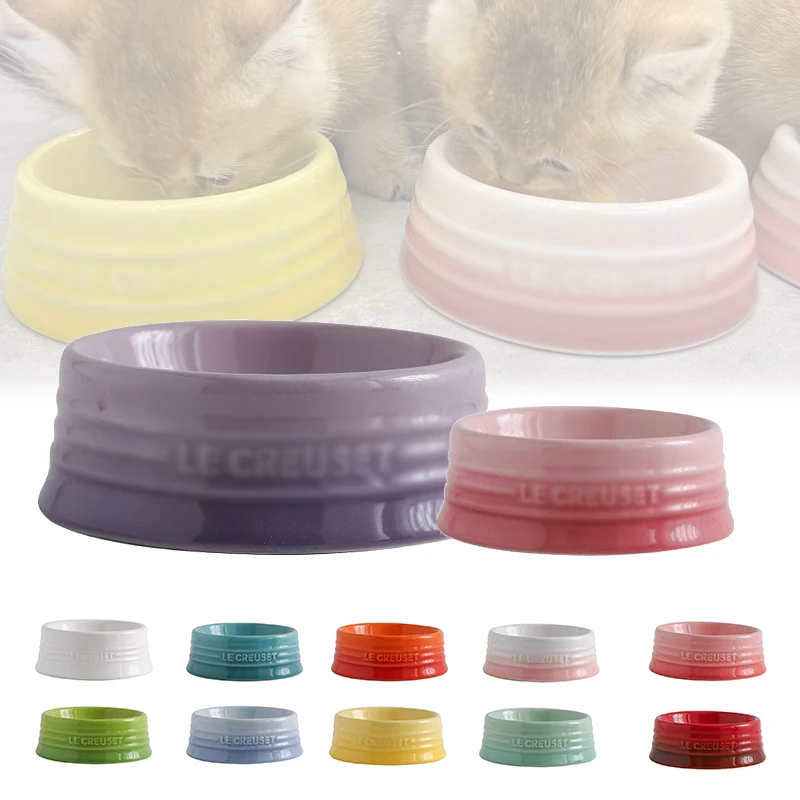 

Heavy Duty Ceramic Pet Food Bowl Non-Tip Base Large Size Cat Dog Dish with Gradient Color for Skin Protection Spill Proof Design