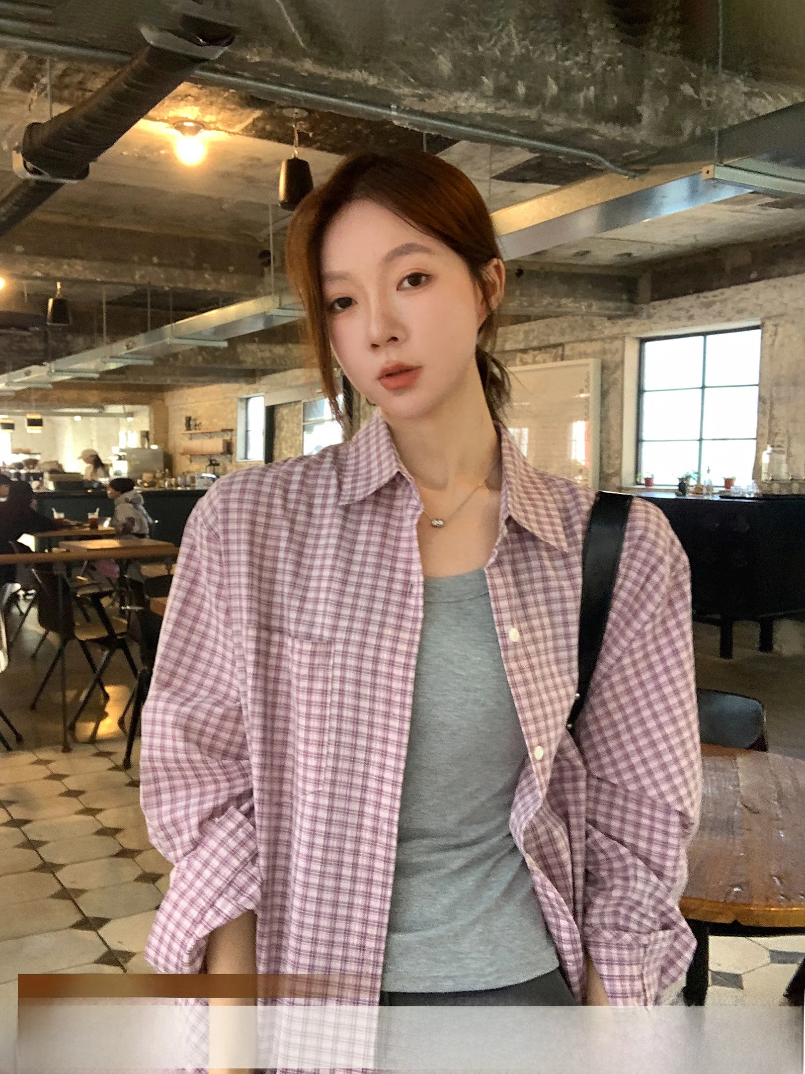 

Faionable Long Sve Plaid irt Women's Sle Pink Cotton Casual Loose Fit Breathable Comfortable Korean Retro Top