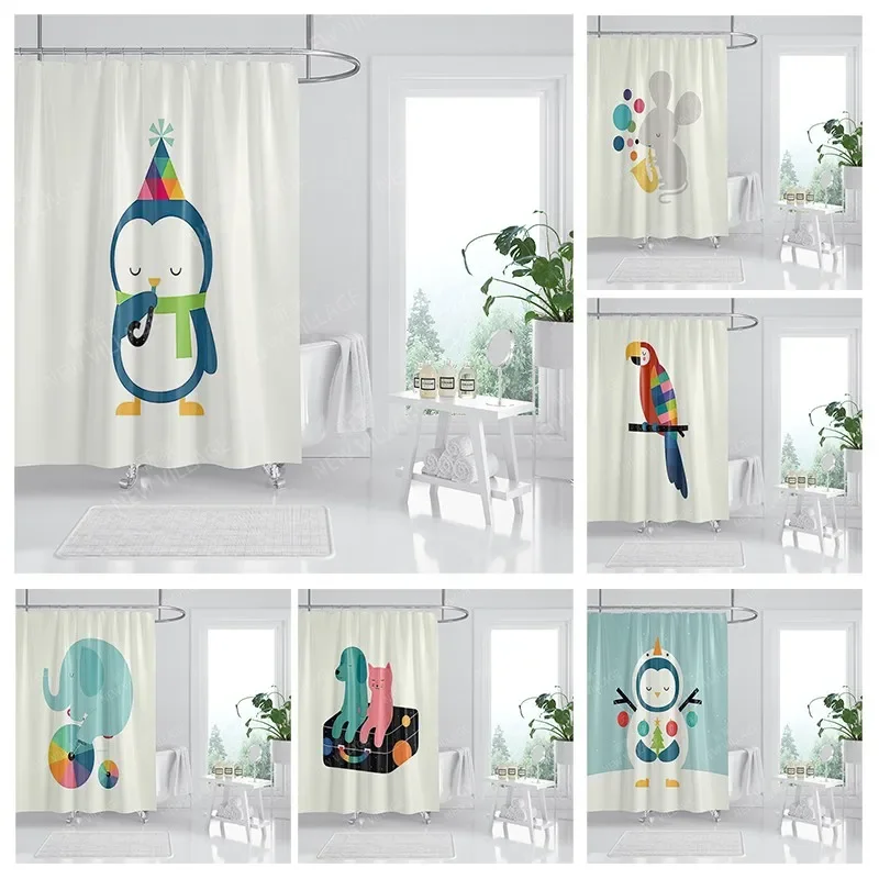 

Waterproof fabric shower curtains Bathroom curtain accessories 180x200 Bath curtain for shower 240*200 cartoon cute decoration