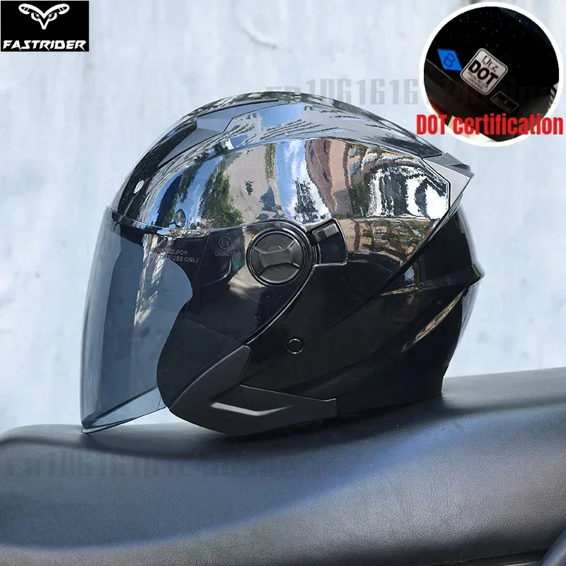 Orz Retro Half Helmet Men's Women's Dual Lens Bicycle Helmet Scooter Universal Half Helmet Four Seasons DOT Certification