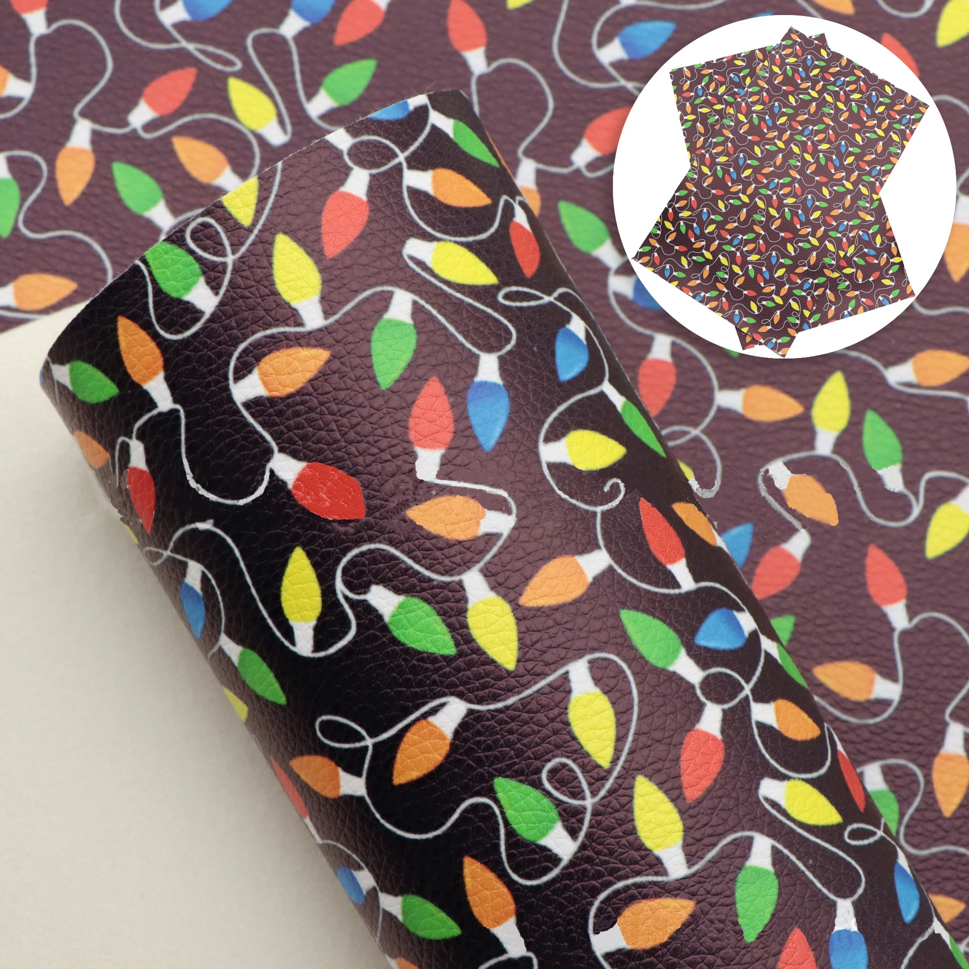5Pcs 20*33cm Christmas Day Print Faux Leather Sheet Synthetic Leatherette Fabric For DIY Hademade Material Crafts Accessories