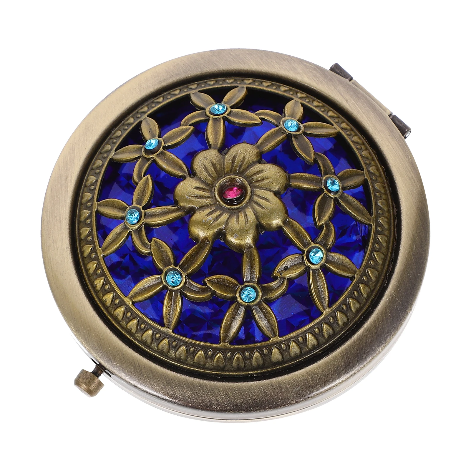 Miroir de maquillage pliant Portable de 7Cm, 1 pièce, avec motif Floral, miroir Double face pour sac à main de poche de voyage