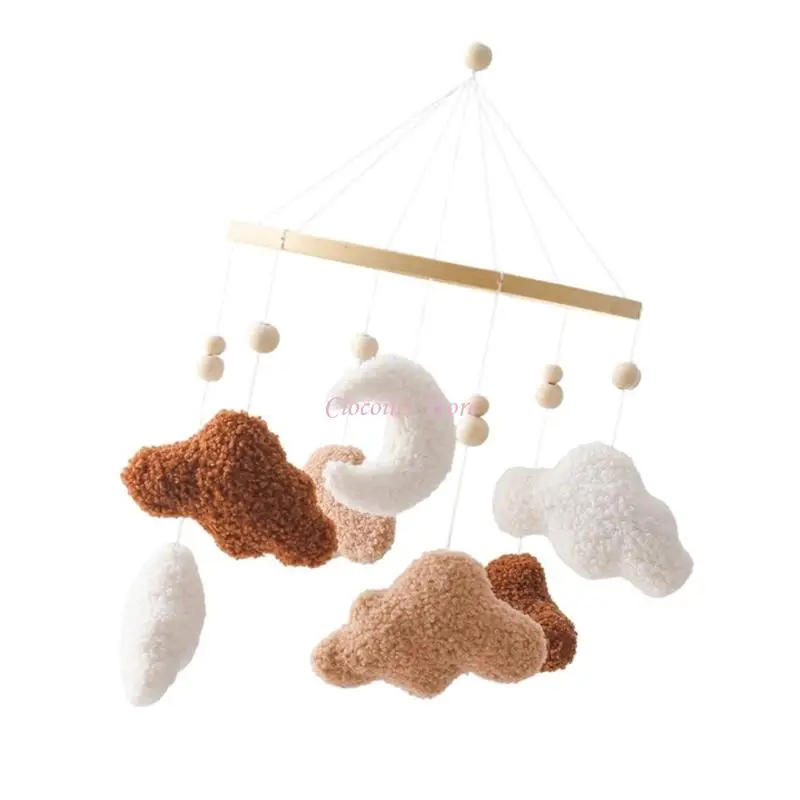 Y1UB Babywieghanger Pluche Maanspeeltje Auditieve Visuele Zintuiglijke Ontwikkeling