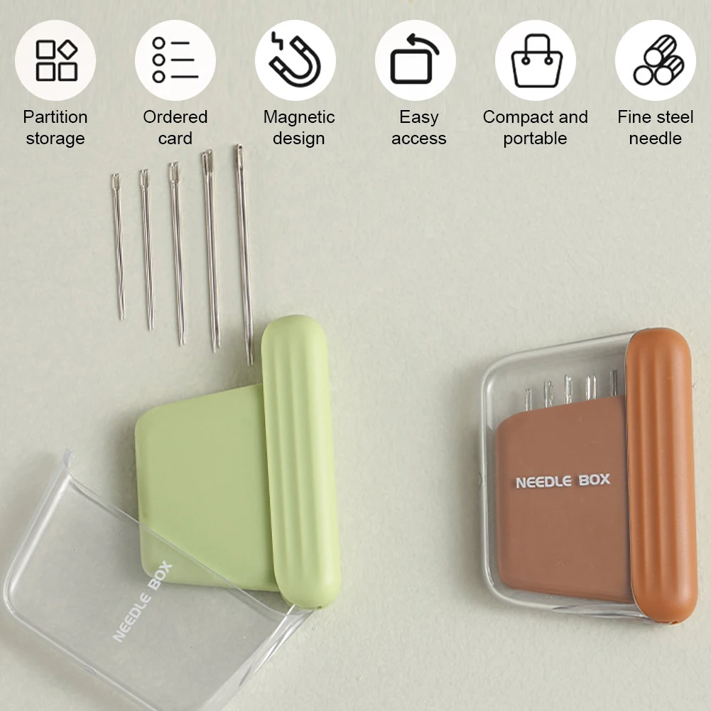 Magnetische Nähnadelbox mit Nadel, tragbar, 5 Größen, Sticknadeln, Magnet-Aufbewahrungskoffer, Zuhause, DIY, Handwerk, Nähzubehör