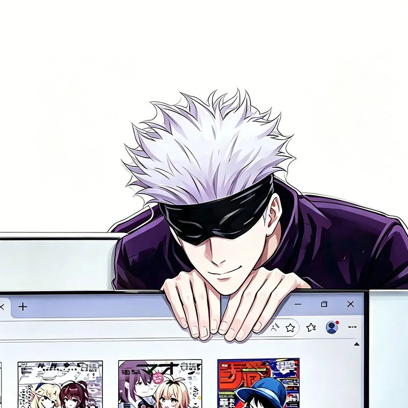 Jujutsu Kaisen Anime Acrylic Monitor Buddy Clip, Gojo Satoru & Fushiguro Megumi Blindfold Style Desktop Decor Gift