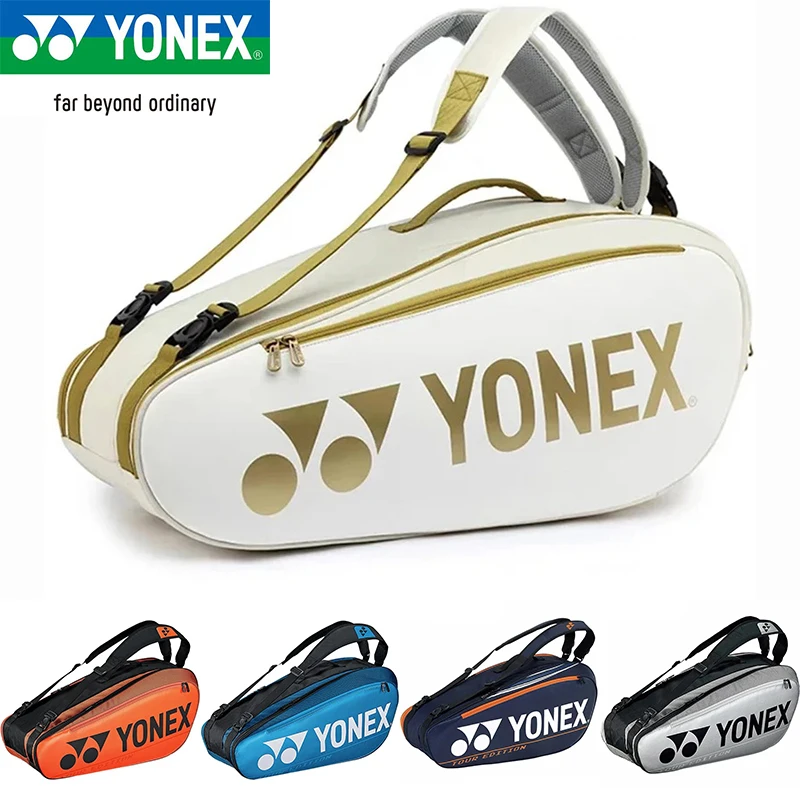 YONEX Original Badminton Bag Ergonomic Design Tennis Backpack PU Large Capacity Hold 12 Rackets Professional Training Bag