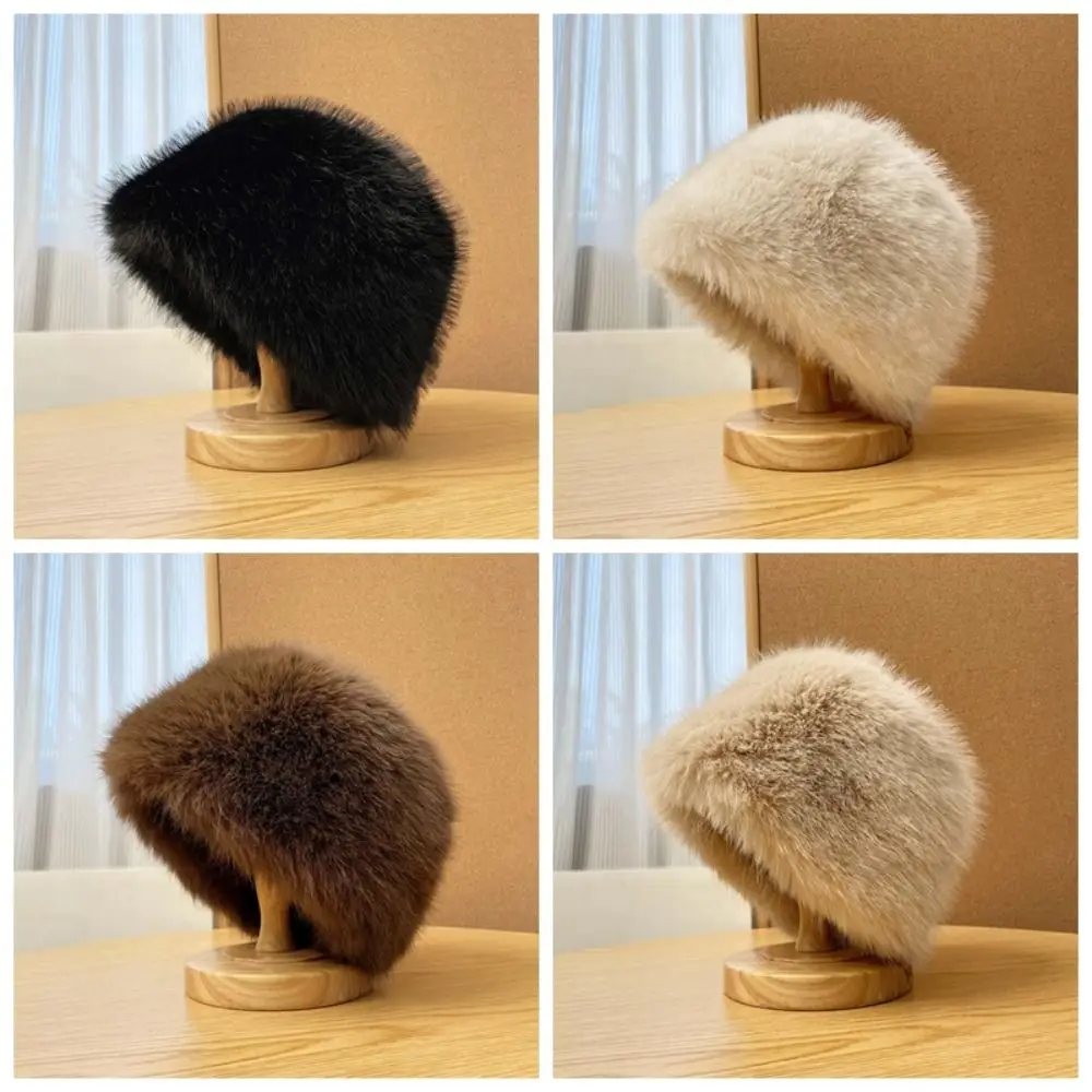 الهدايا مزاجه قبعة بحافة دفئا تقليد فرو المنك الشتاء صياد قبعة لينة تنوعا مكافحة البرد حوض قبعة النساء #6