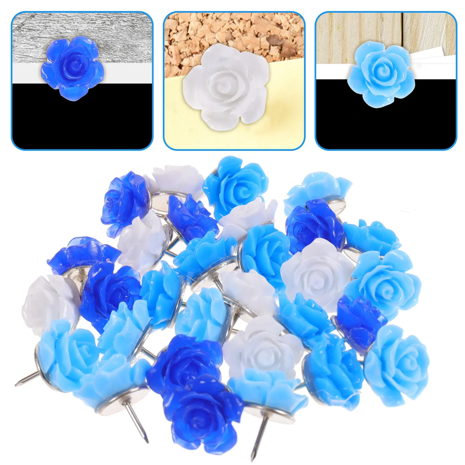 

30Pcs Colorful Flower Push Pins Strong Hold Reusable Compact Thumbtacks for Maps Bulletin Boards Craft Projects Painting