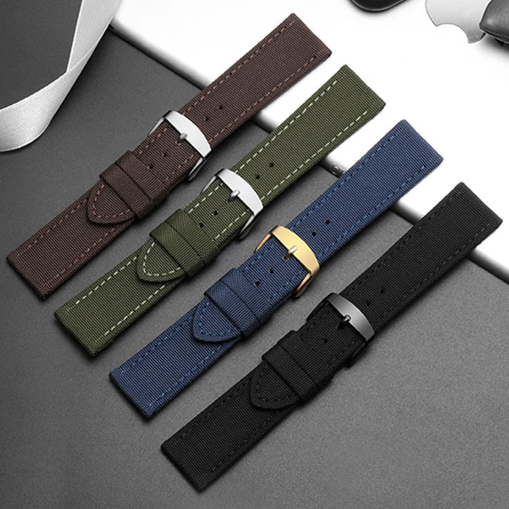 

Canvas Nylon Genuine Leather Wacthband 18mm 20mm 22mm 24mm Wristband Men Women Waterproof Bracelet Belt for Seiko Watch Strap