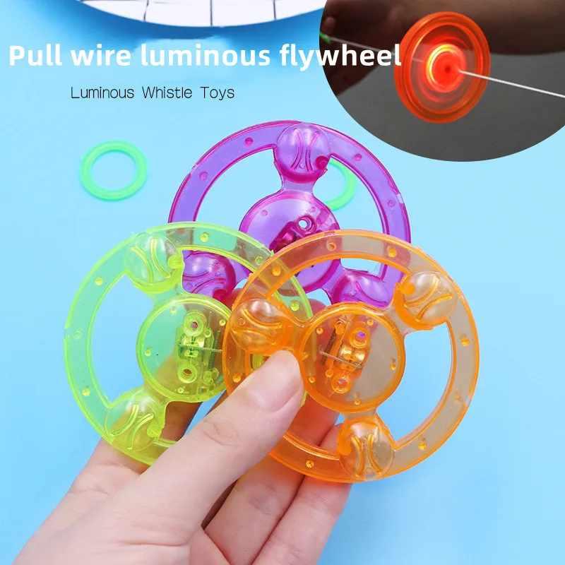 Luminous Stay Wire Flywheel Whistle Gyroscope Spinning Wheel Toy Colorful Novelty Children\'s   Flywheel Pull Flash Gyroscope