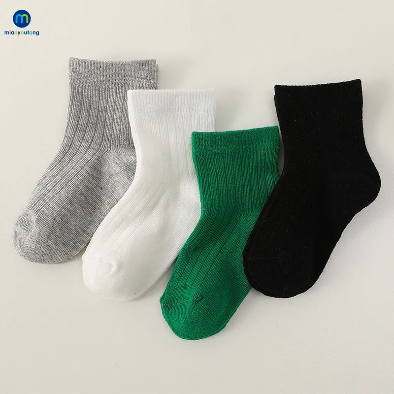 4 Pairs/Lot Baby Kids Socks For Girls Cotton Striped School Boy Socks Women's Warm Infant Toddler Children's Socks Miaoyoutong