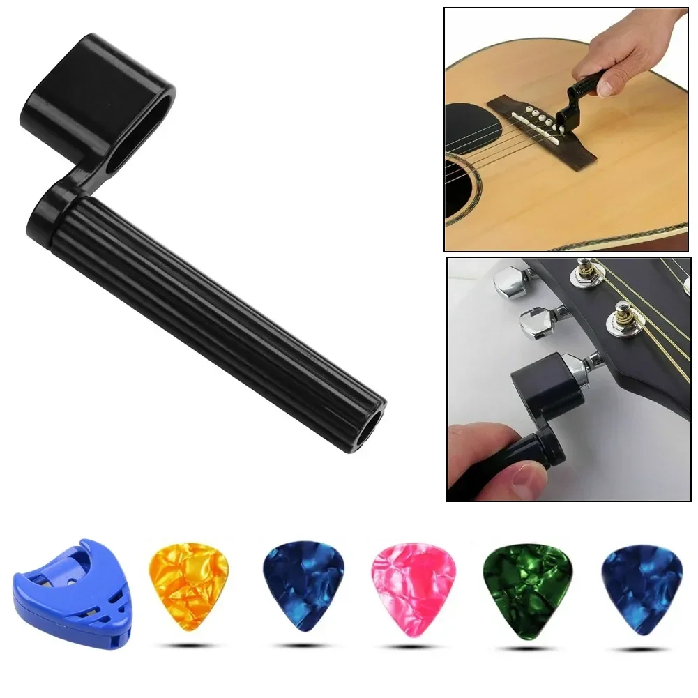 SF Wholesale 5 Picks Set  Alice Multifunctional Guitar String Winder Bridge Pin Puller Remover With Plectrum Holder111111