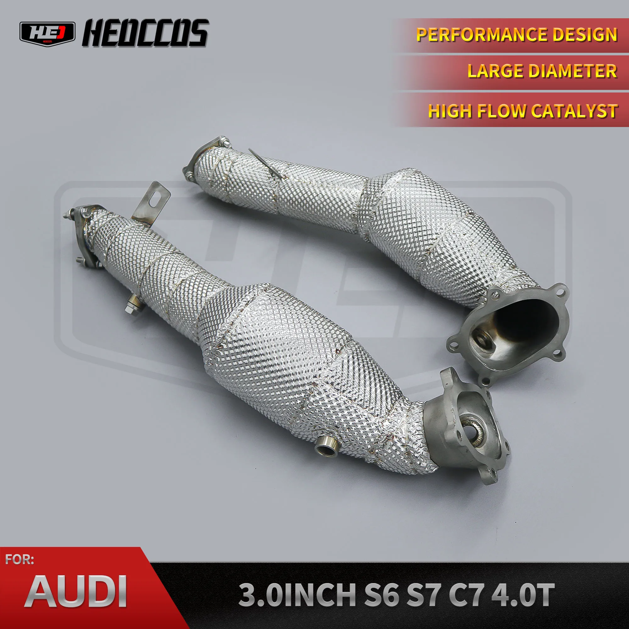 

HEO High Performance SS304 Frontpipe With Heat Shield Surface High Flow Downpipe for Audi S6 S7 RS6 RS7 A8 C7 C7.5 4.0T