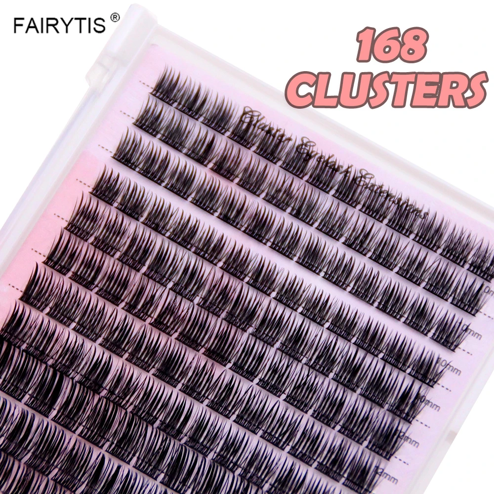 

FAIRYTIS 168 Bundles Large Capacity Cluster Eyelash Extensions Natural Style DIY Individual Fluffy Eyelashes Mix 10-16mm Lashes