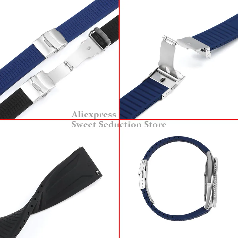 Universal Quick Release Silicone Rubber Watch Strap 20mm 22mm 24mm Soft Band Women Men Wristband for Omega for Rolex Bracelet image 6