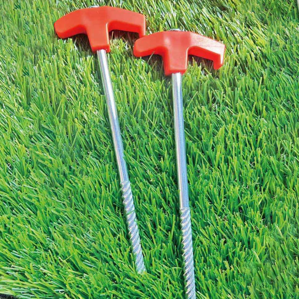 Screw in Tent Stakes with Handles Head, Durable Ergonomic Handle, Camping Accessories, Hiking Camping, 8