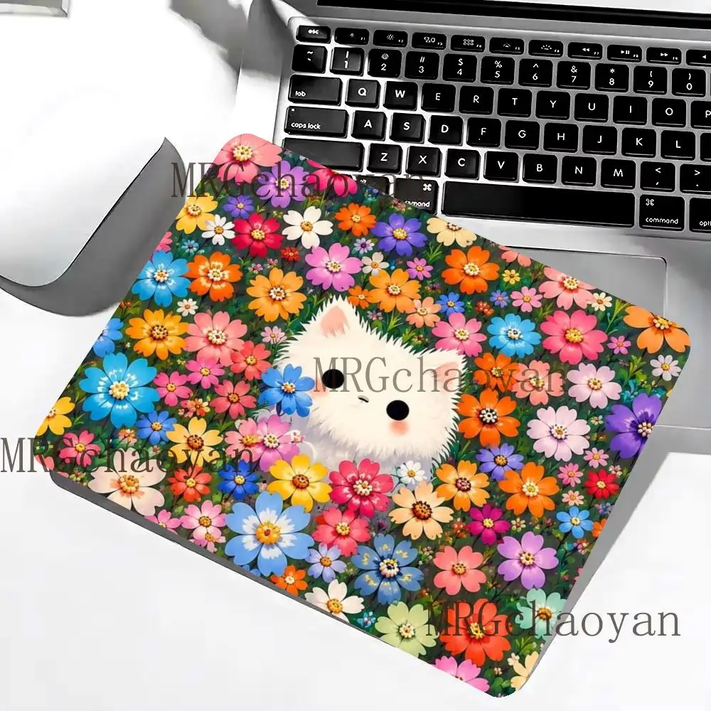 Anime Kawaii Cat & Floral Mouse Pad Portable Square PC Office desk Mat Rubber Anti-slip Mousepad Small Decor Pads Accessories