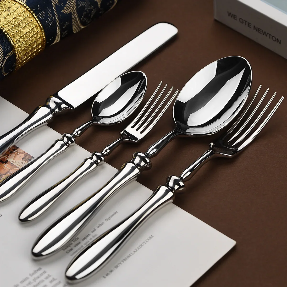 Fashion Shiny Silver 18/10 Stainless Steel Flatware Set Dinner Knife Fork 304 Cutlery Drop Shipping