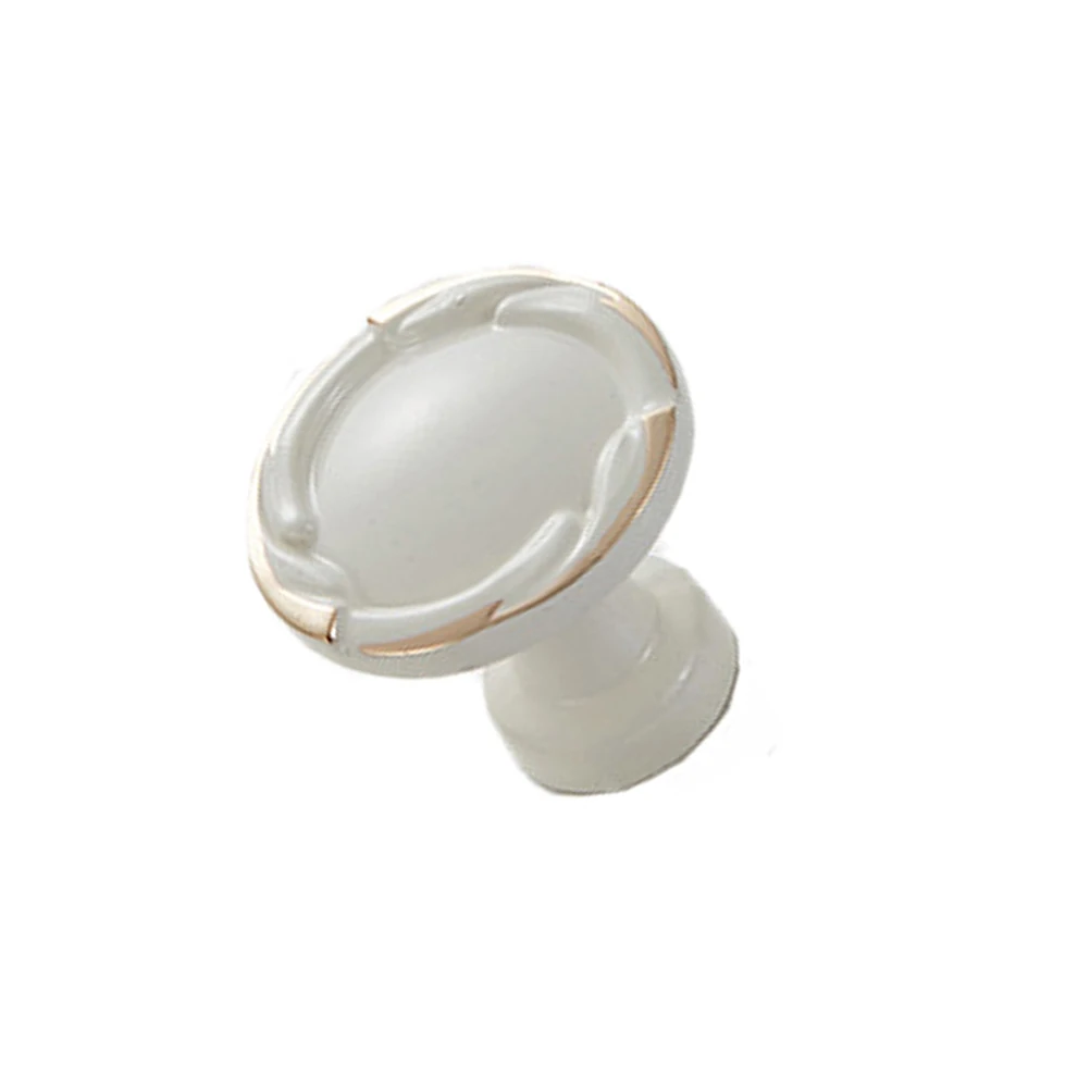 

4Pcs Round Cabinet Pull Handle Chic Style 6510 Single Hole White Ceramic Furniture Door Knob for Home Hotel Ktv
