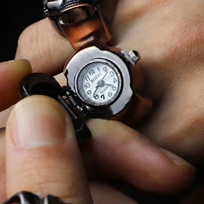 قطعة واحدة فنجر ساعة كارتون خمر الشرير البسيطة حزام مطاط سبيكة الساعات زوجين خواتم مجوهرات ساعة كوارتز ساعة خواتم هدية #2