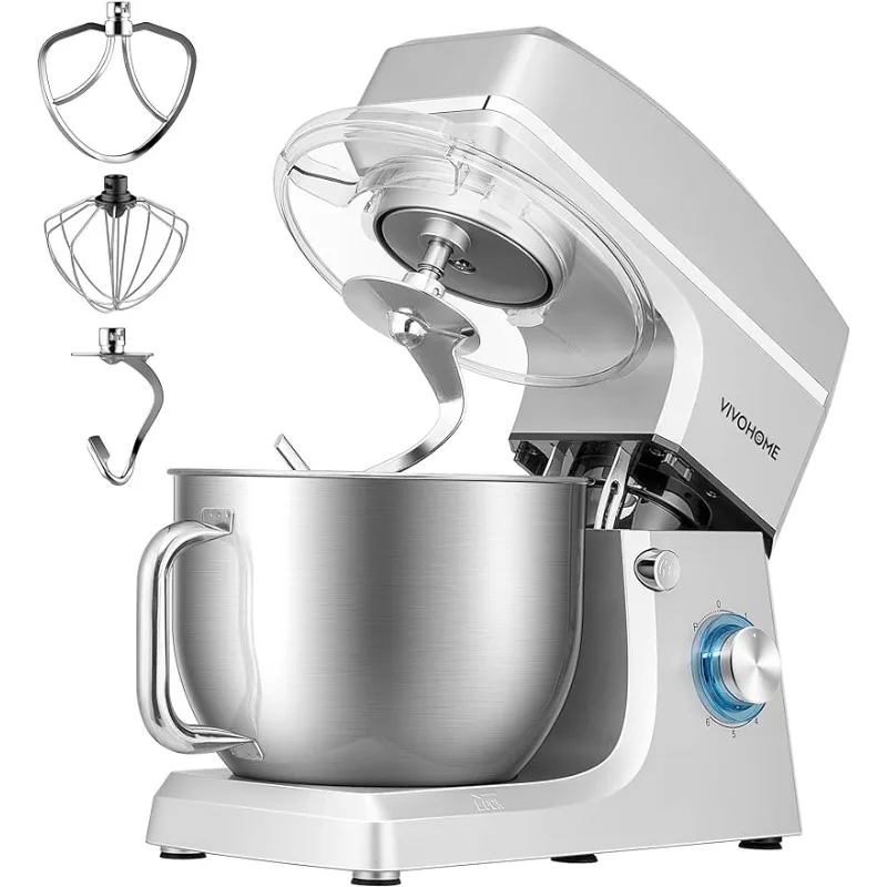 VIVOHOME 7.5 Quart Stand Mixer, 660W 6-Speed Tilt-Head Kitchen Electric Food Mixer with Beater, Dough Hook, Wire