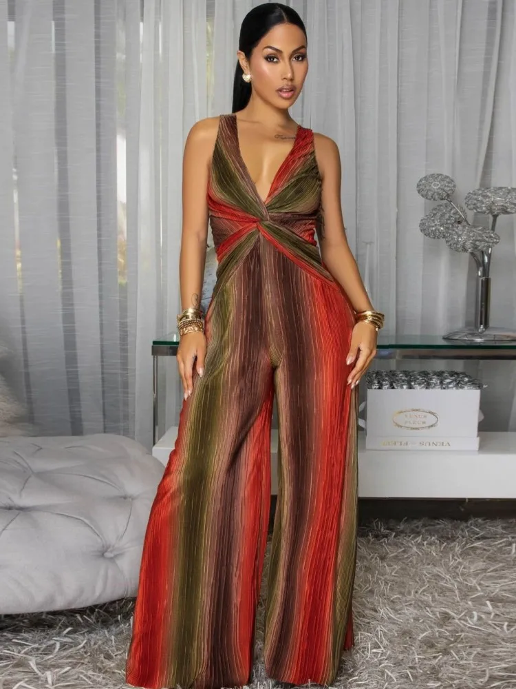 

Женские комбинезоны Tie Dye на весну-лето 2026, свободные модные уличные комбинезоны без рукавов, широкие брюки, брюки