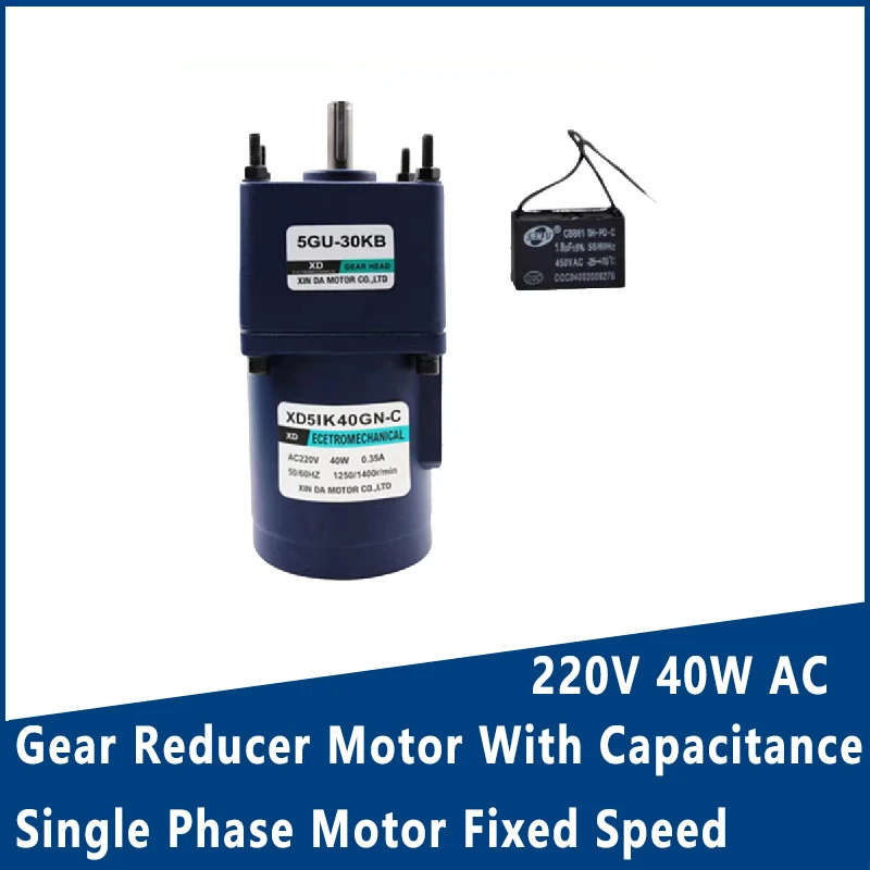 

220V 40W AC gear reducer motor With capacitance single phase motor fixed speed small motor