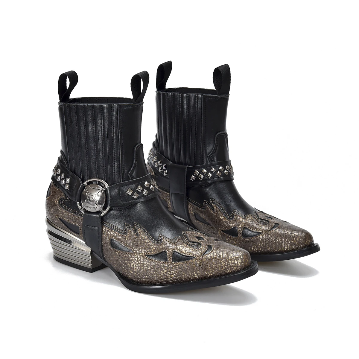 Men and Women Same Style Personalized Pointed Toe Chelsea Boots European and American Youth Stage Performance Banquet Boots Animal Texture