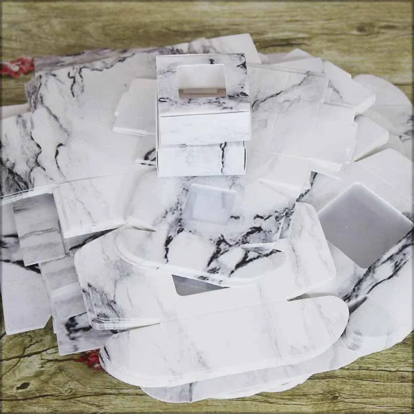 تغليف الهدايا ورق الكرافت مع نافذة ، متعددة الحجم ، ورقة صندوق من الرخام مع النوافذ ، عيد الميلاد علبة التعبئة والتغليف ، 10 قطعة #4