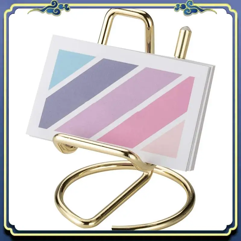 Portable 3X Business Card Holder For Desk, Metal Business Card Display Holder Stand, Office Desktop Name Card Holder (Gold)