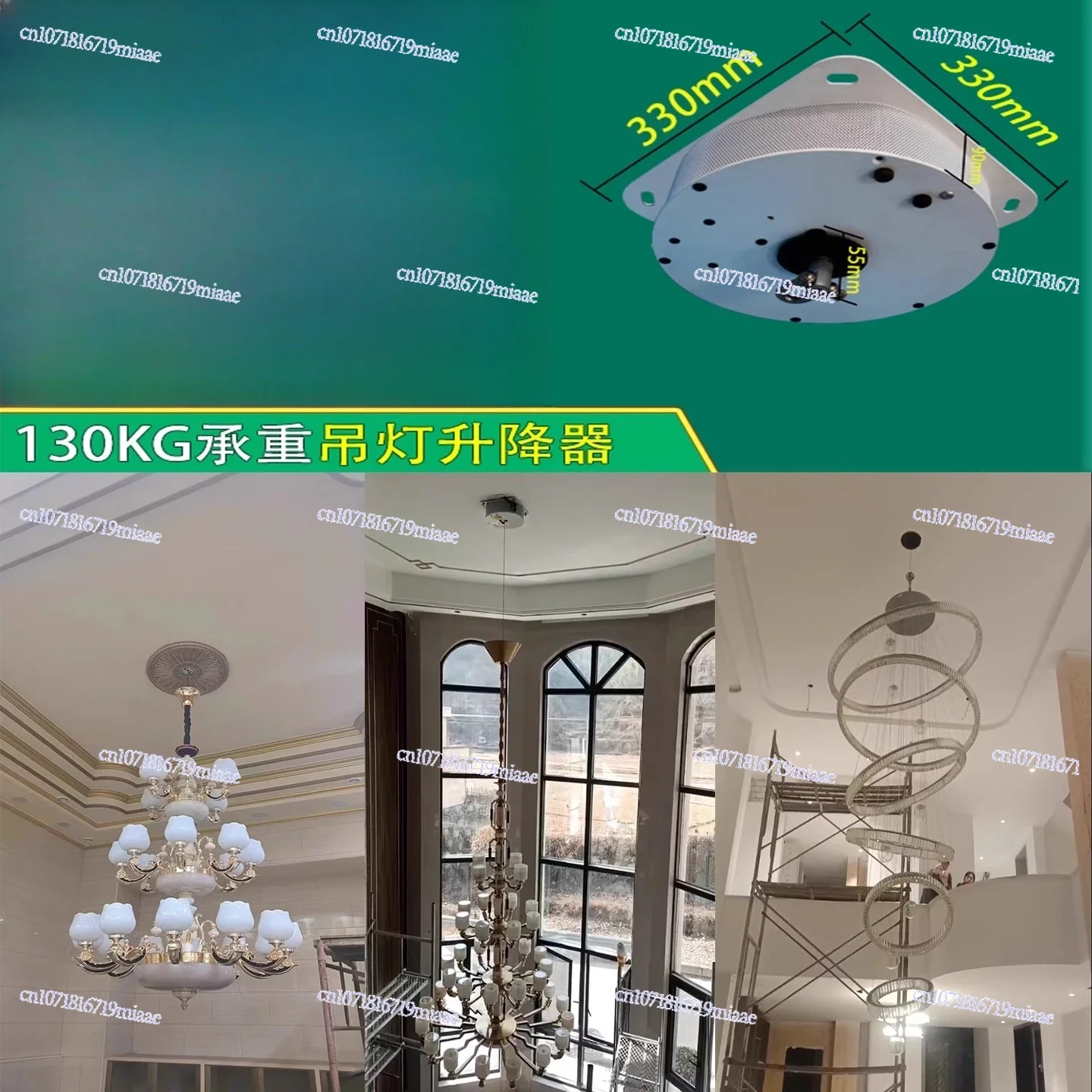 Duplex Villa Hotel Living Room Cleaning Lamps Lifter, Lift Remote Control Electric Lifting Crystal Lamp